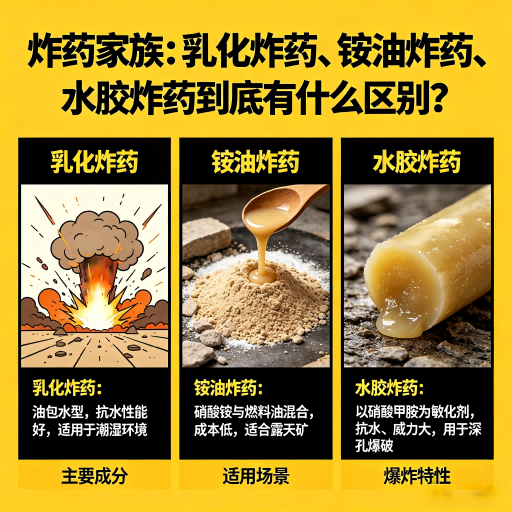 庆阳炸药家族：乳化炸药、铵油炸药、水胶炸药到底有什么区别？